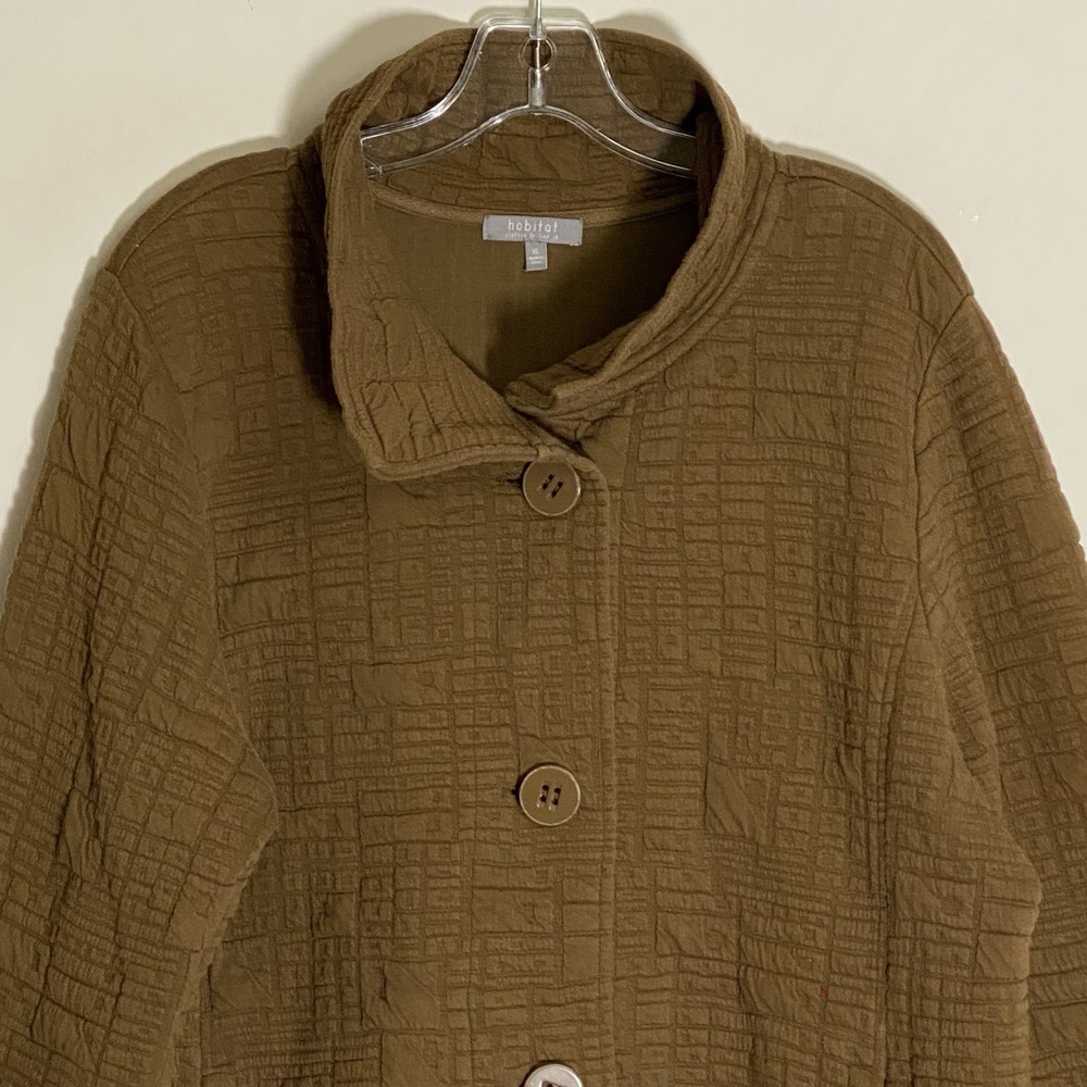 Habitat Jacket Womens XL Brown Cotton Textured Classy Boxy Modern Minimalist - Picture 2 of 13
